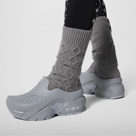 Men’s Louis Vuitton Gray Cable Knit Wool Socks NEW - Picture 1 of 11